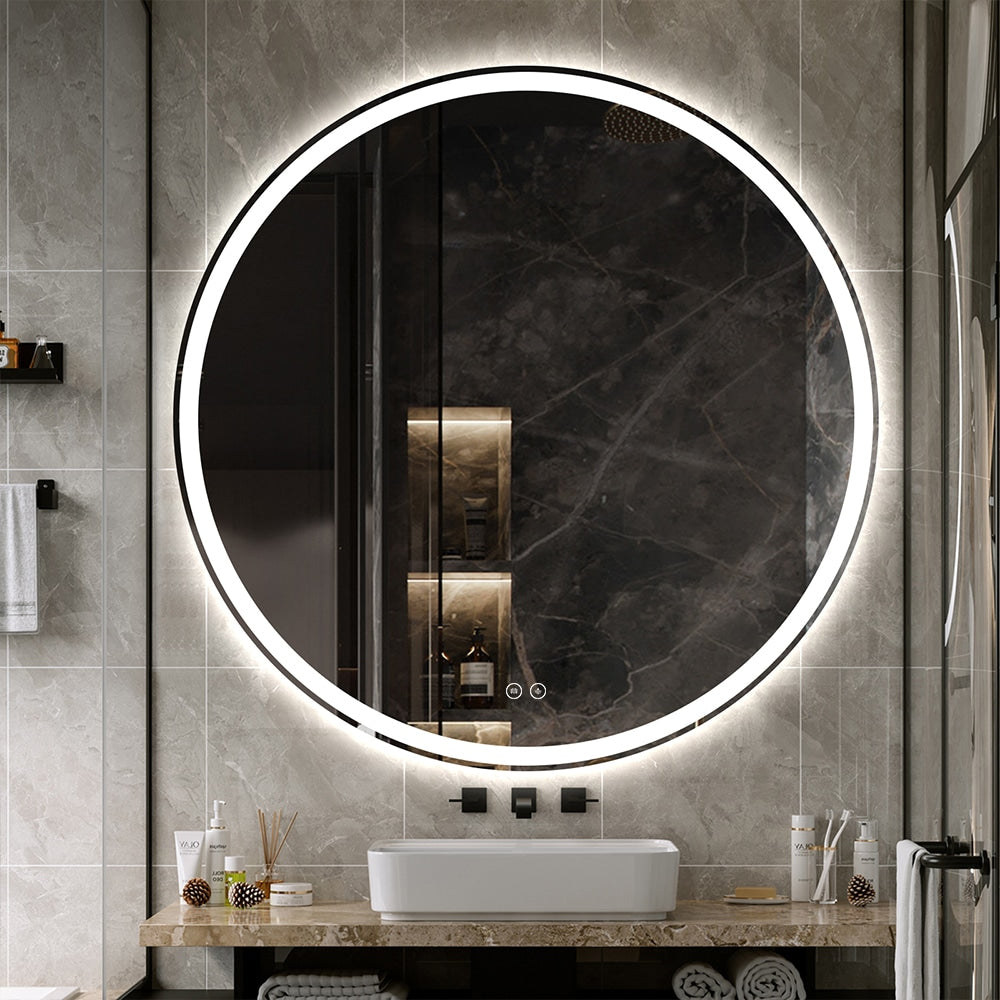 Round LED Mirror 80cm Frosted Defogger Dimmable 25mm Strip