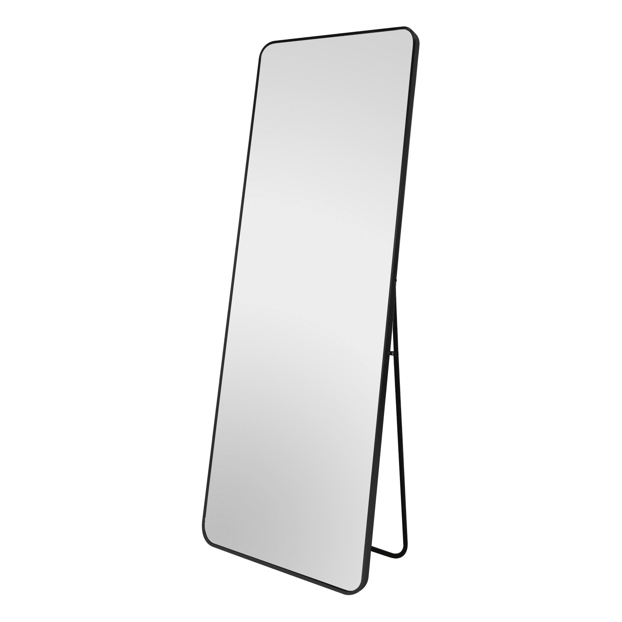 Modern Rounded Full Length Mirror 100x200cm Black Frame Freestanding Rectangular Mirror