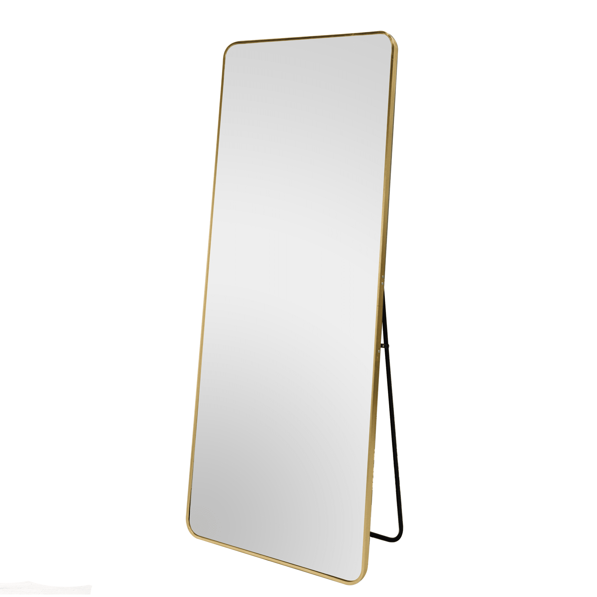 Modern Rounded Full Length Mirror 100x200cm Gold Frame Freestanding Rectangular Mirror