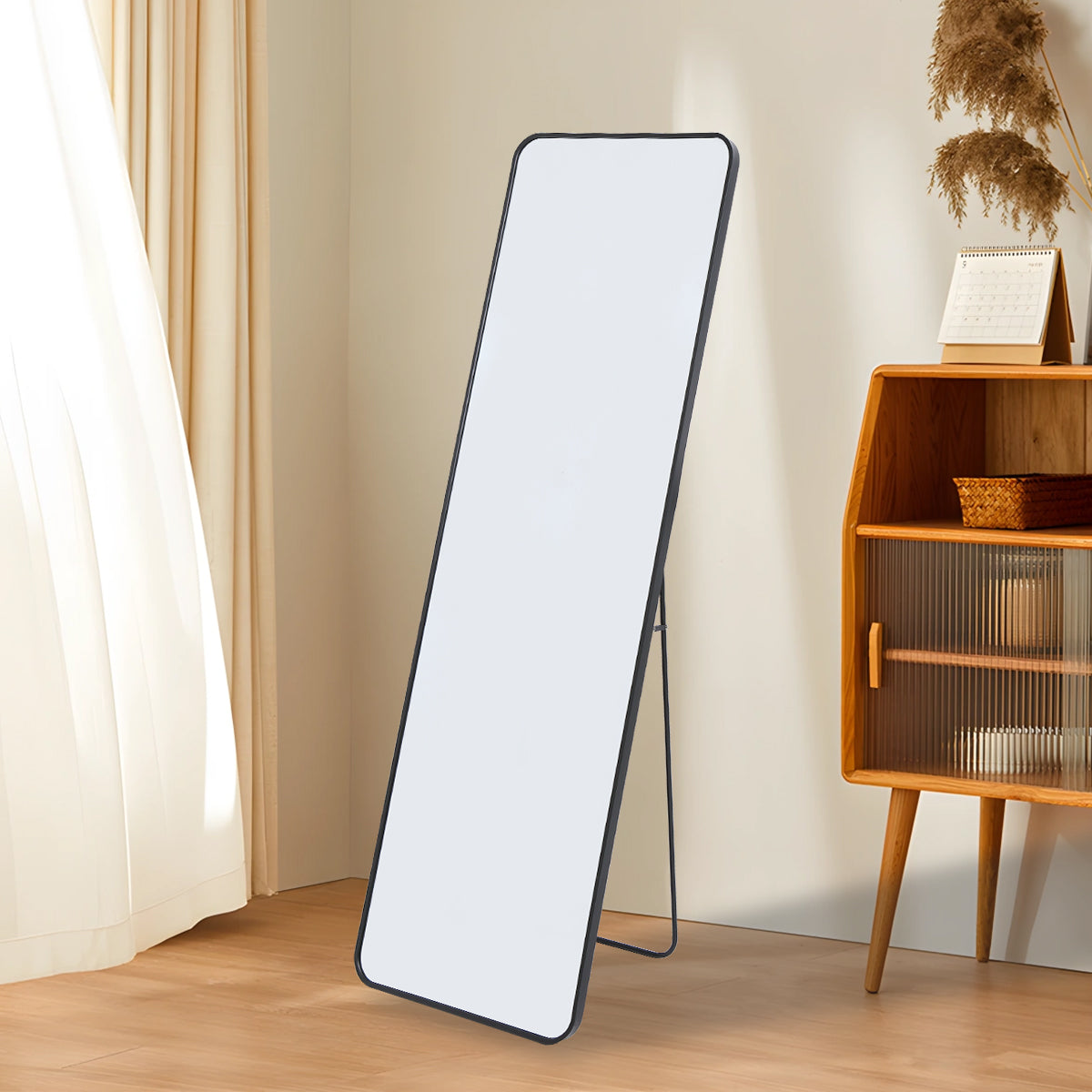 Crystal View Black Frame Full Length Mirror