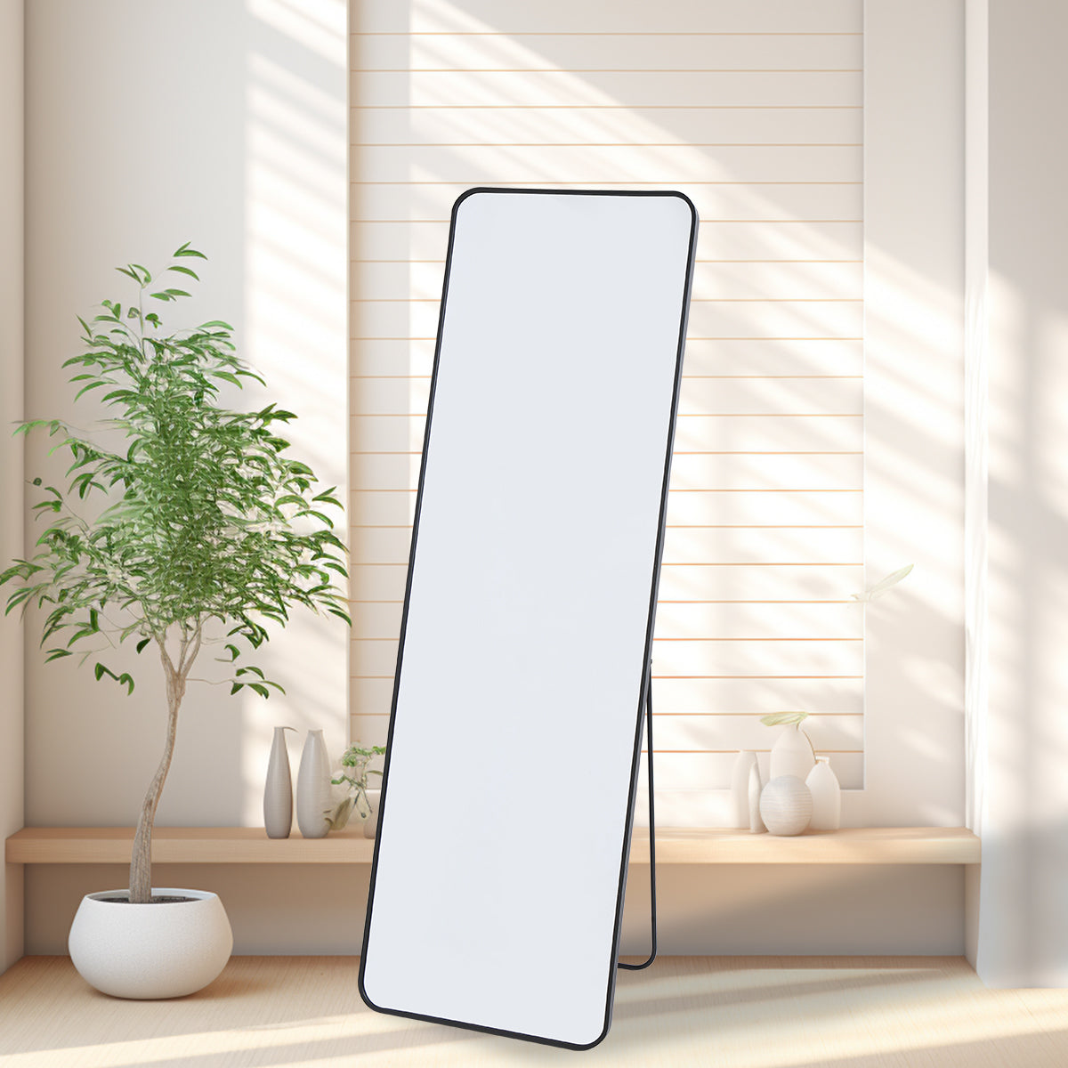 Crystal View Black Frame Full Length Mirror