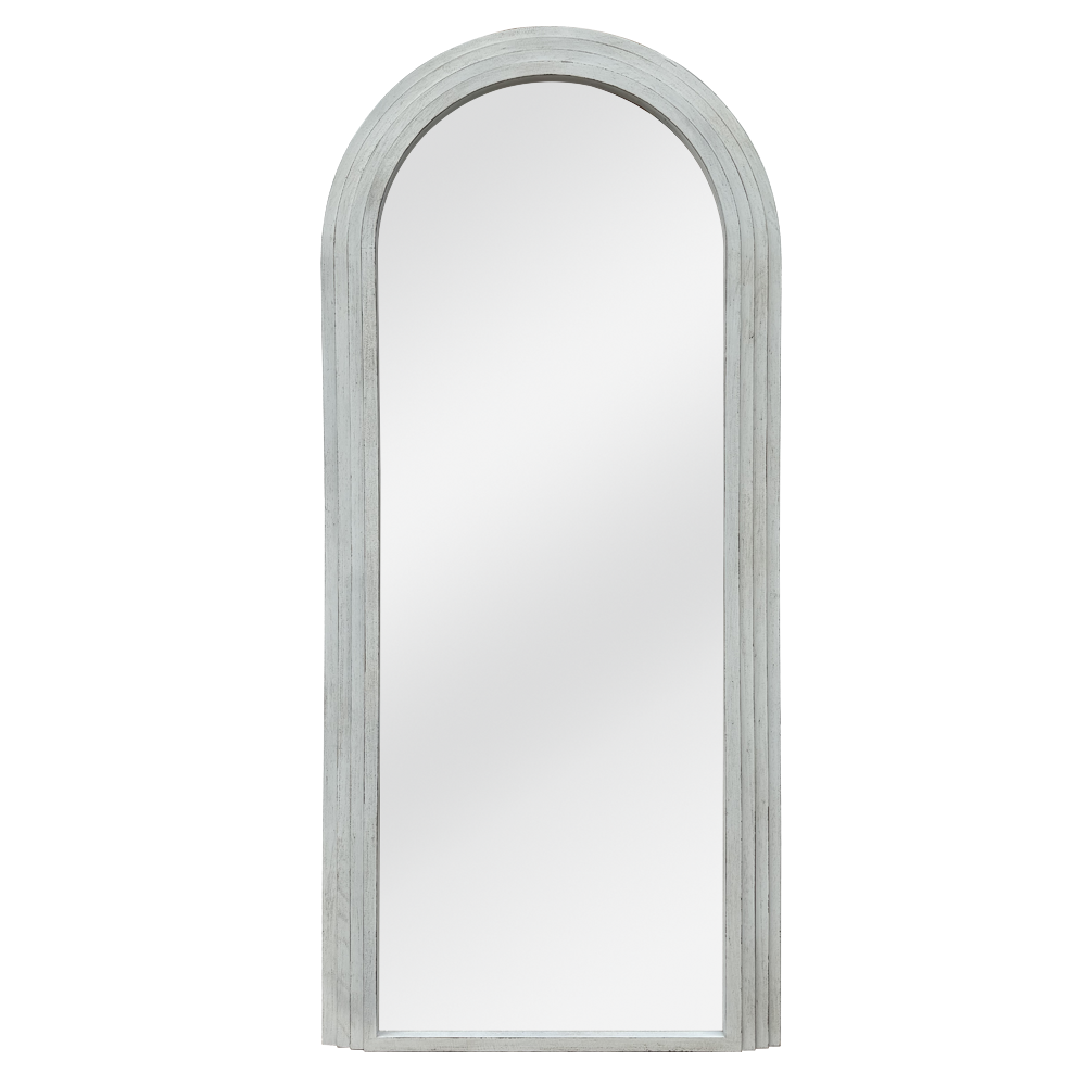 Besty Arched Wall Mirror 80cm x 180cm White Solid Wood Frame