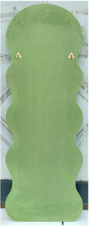 Modern Arched Wavy Velvet Full Length Mirror 160cm x 60cm Green Wall Mirror