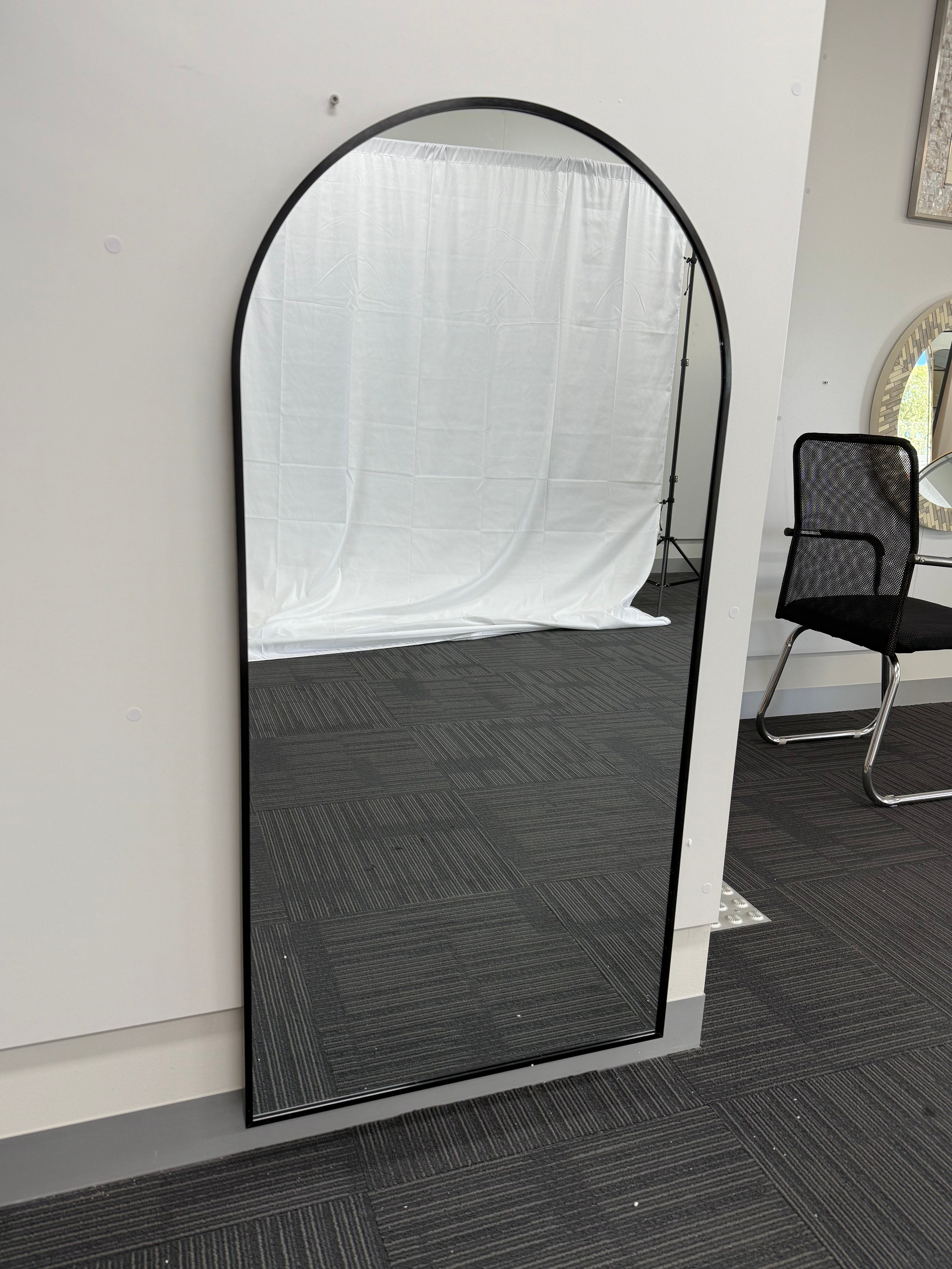 Arched Wall Mirror Black Aluminium Alloy Frame 50cm x 100cm Modern Full Body