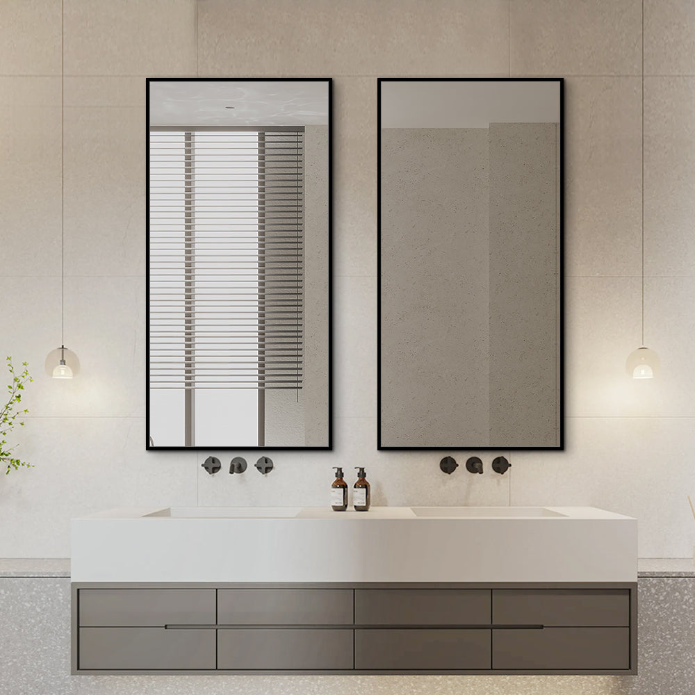 Black Framed Rectangular Wall Mirror Modern 50cm x 100cm Full-Length Mirror for Bedrooms Bathrooms Entryways