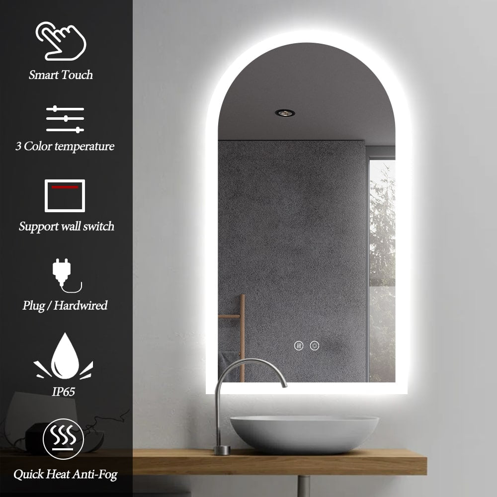 Arched LED Bathroom Mirror 130cm x 70cm Frameless Frosted Dimmable Anti Fog Defogger - FLM106