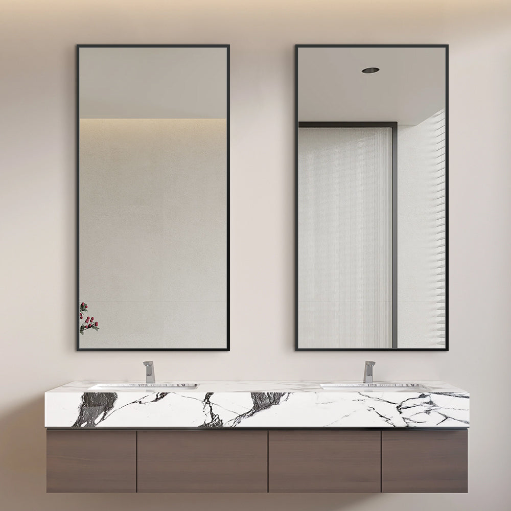 Black Framed Rectangular Wall Mirror Modern 50cm x 100cm Full-Length Mirror for Bedrooms Bathrooms Entryways