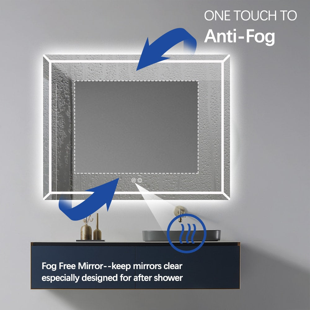 Rectangular Frosted LED Mirror Frontlit 70cm x 90cm Frameless