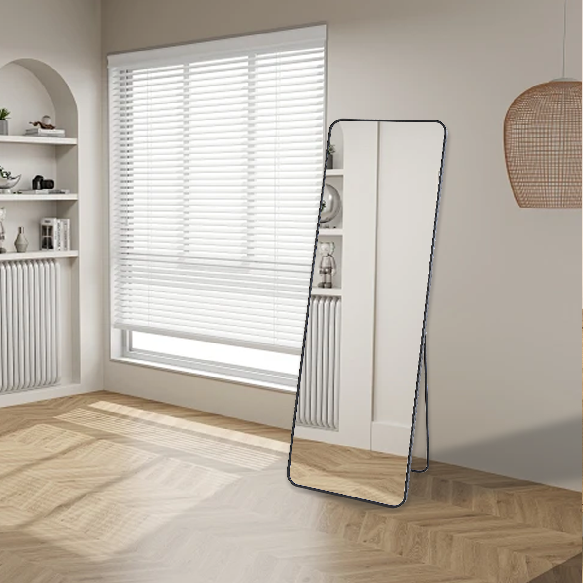 Crystal View Black Frame Full Length Mirror - FLM37