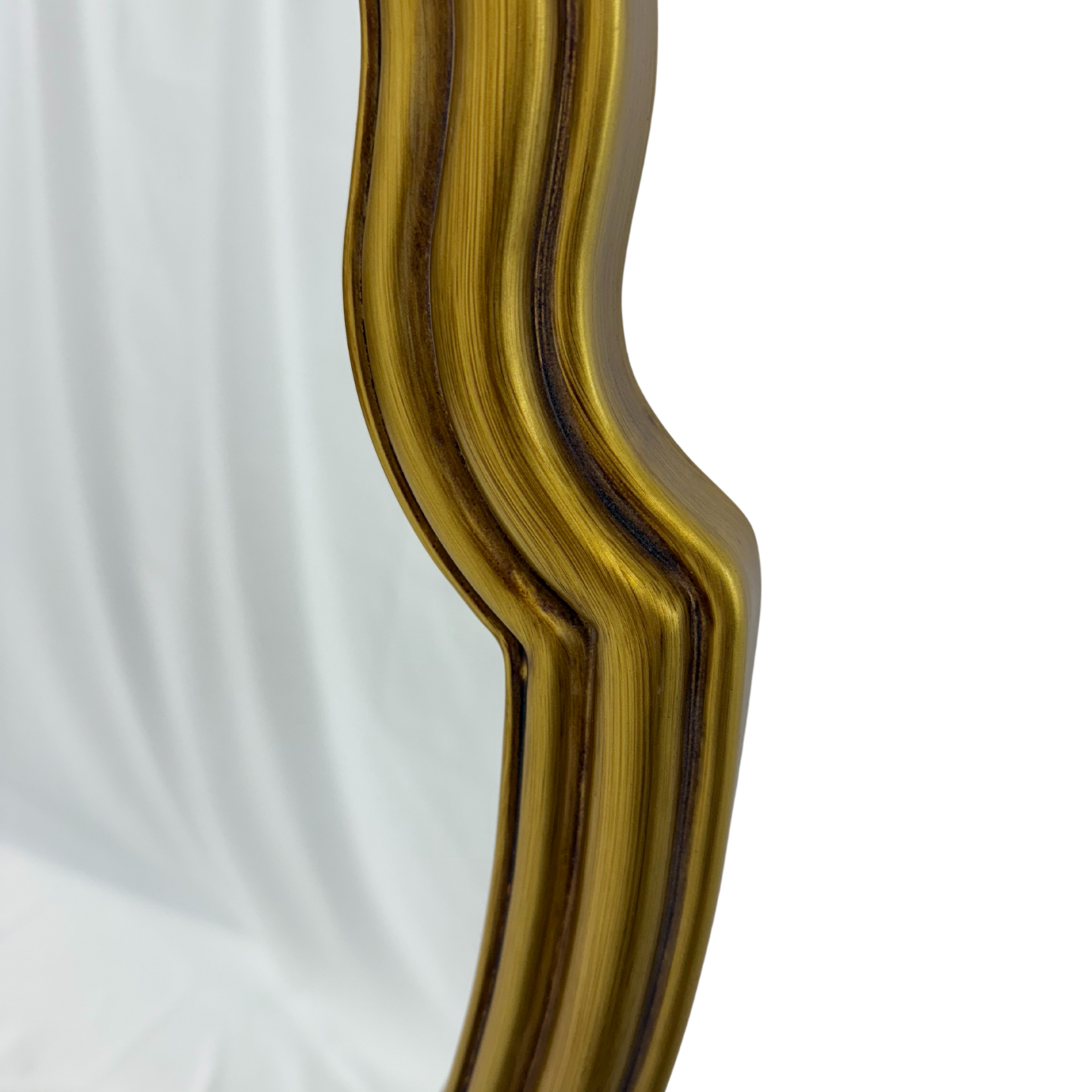 Wavy Sunburst Vintage Mirror 80cm Gold Round Wall Mount PU Frame
