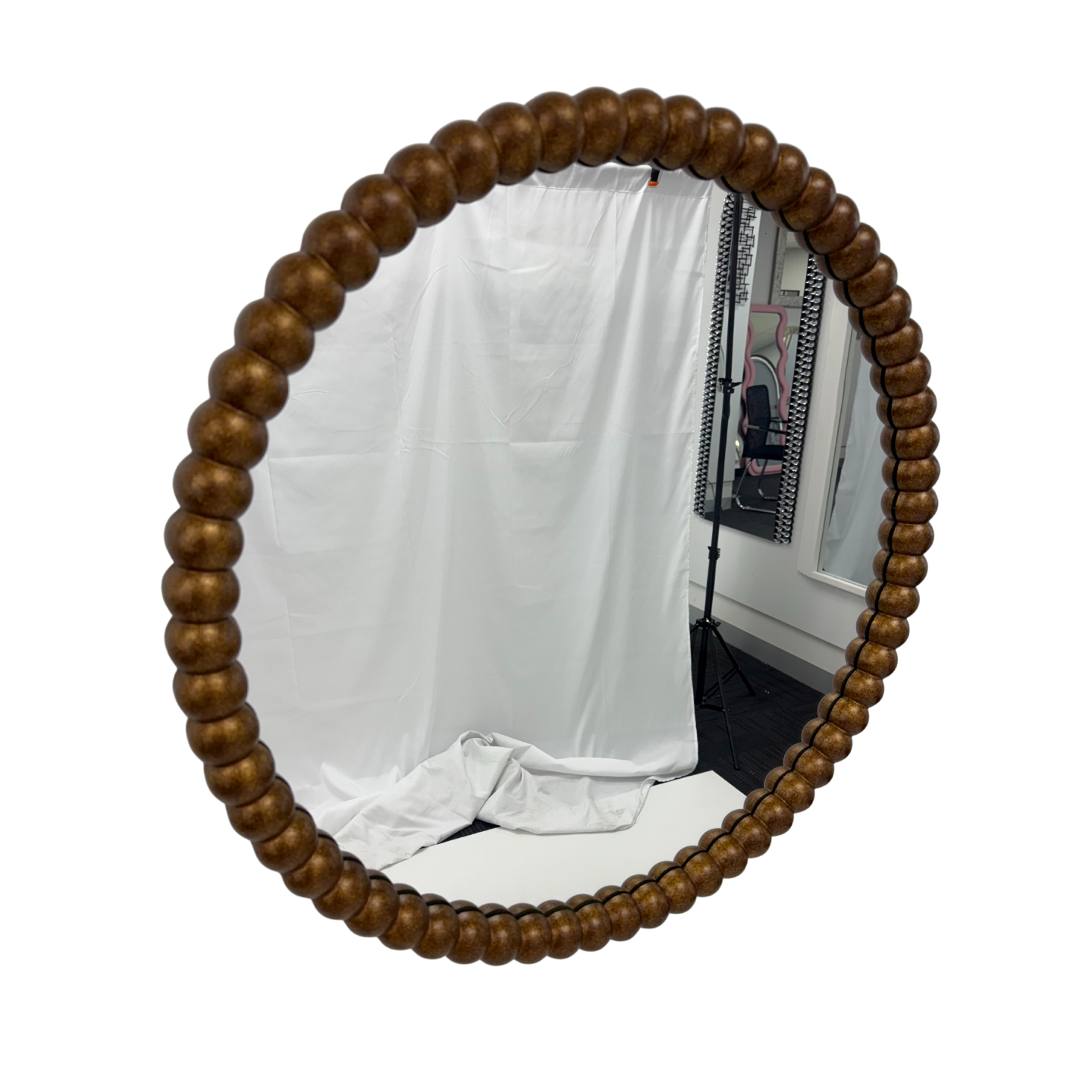 Beaded Sunburst Wall Mirror 70cm Round Gold Decorative Accent
