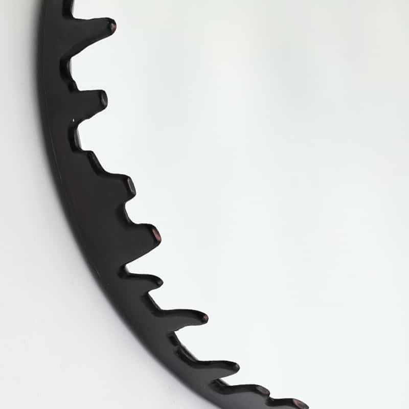 Black Round Wall Mirror 46cm Amaz Ultra Decorative Iron Frame for Modern Interiors