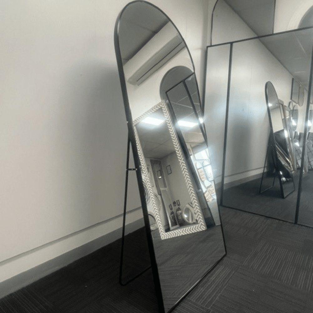 Black Arched Full Length Mirror 70cm x 170cm Minimalist Floor Mirror with Aluminium Frame