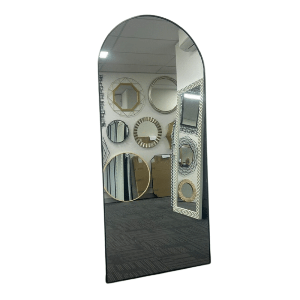 Black Arched Full Length Mirror 70cm x 170cm Minimalist Floor Mirror with Aluminium Frame