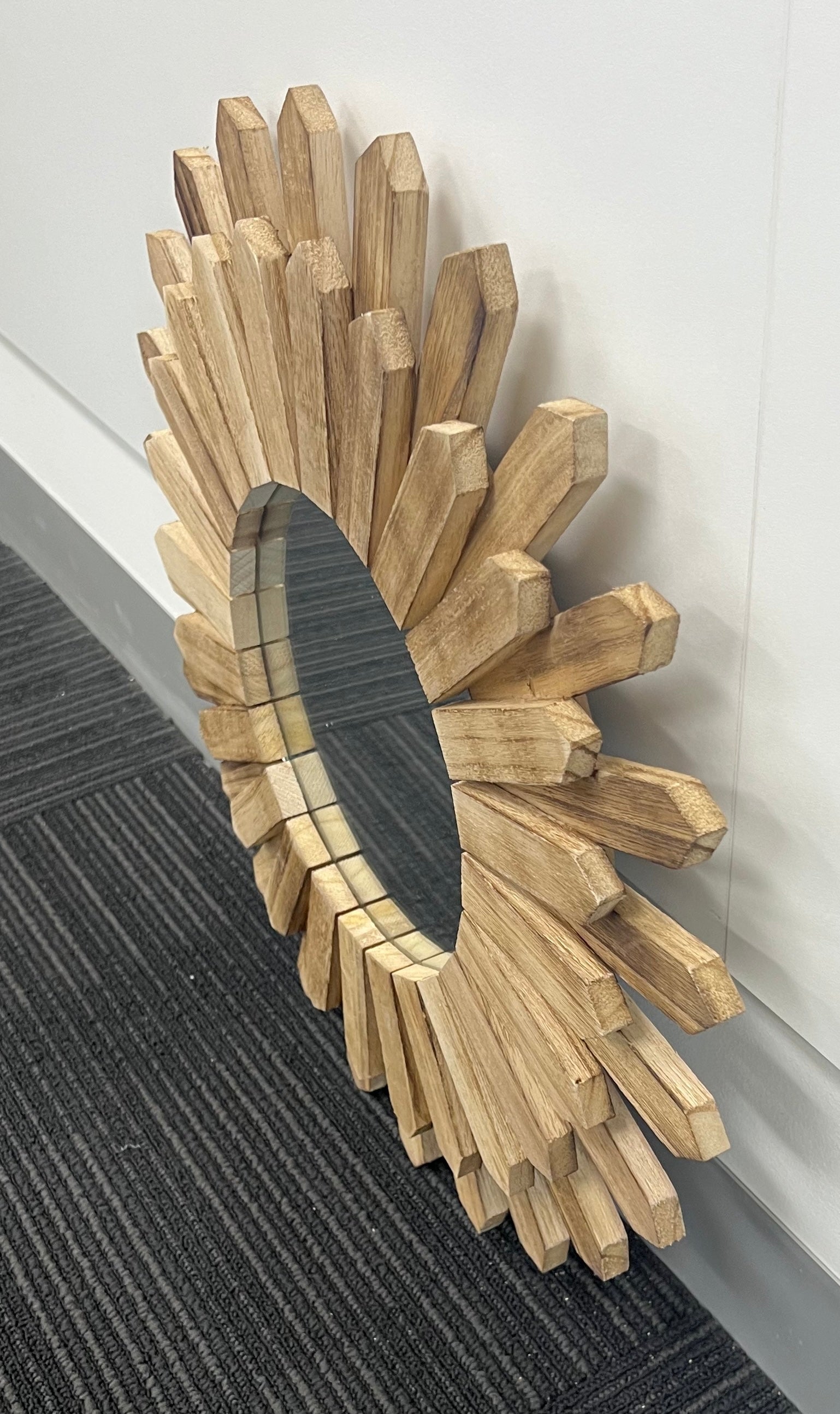 Paulownia Round Spike Mirror 46cm Self Paint
