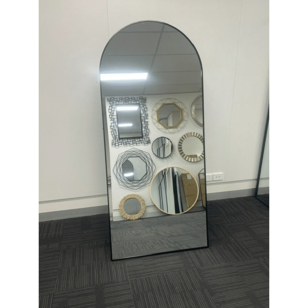 Black Arched Full Length Mirror 70cm x 170cm Minimalist Floor Mirror with Aluminium Frame