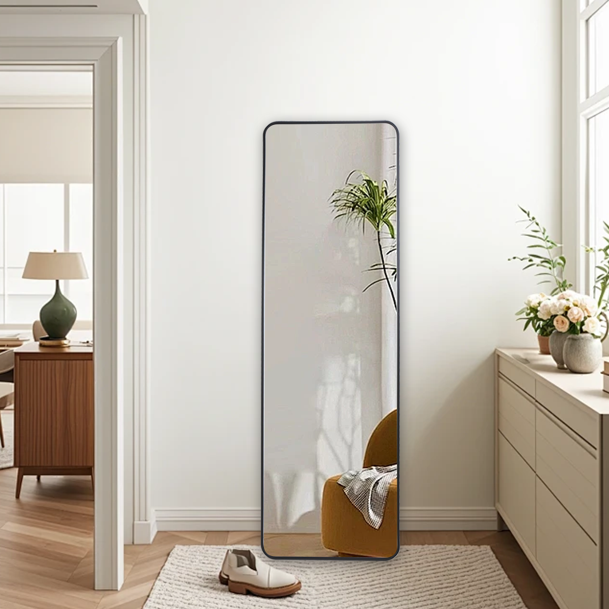 Crystal View Black Frame Full Length Mirror - FLM37