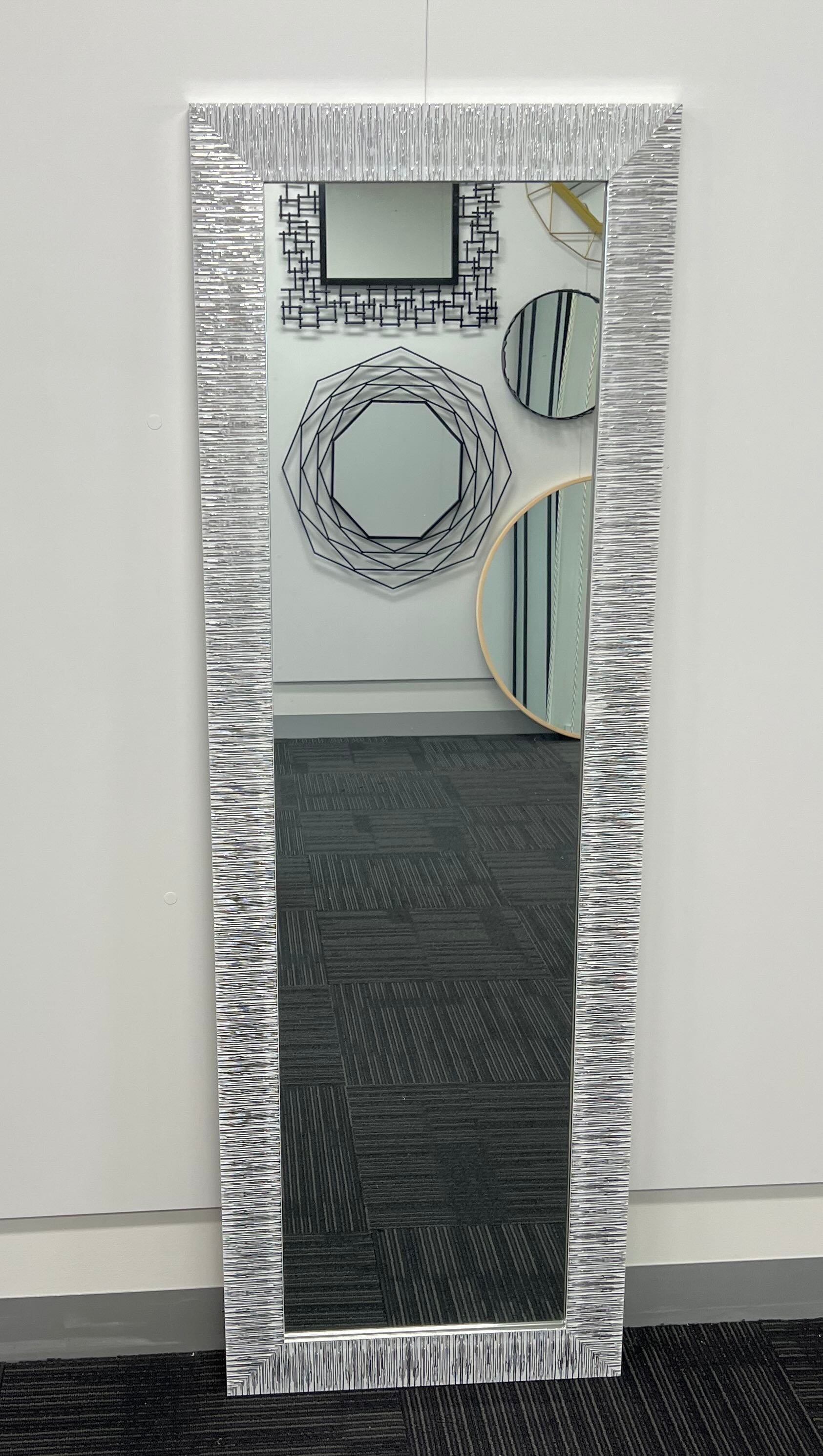 Star Modern Full Length Mirror 152cm x 52cm Silver Frame Wall Mount Rectangular