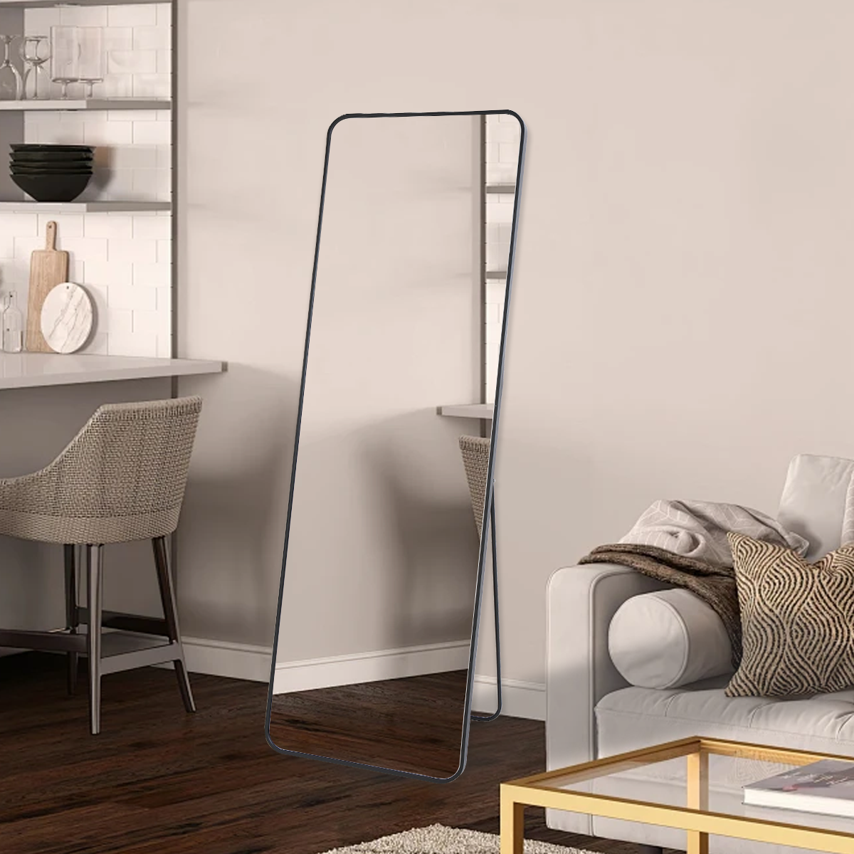 Crystal View Black Frame Full Length Mirror - FLM37