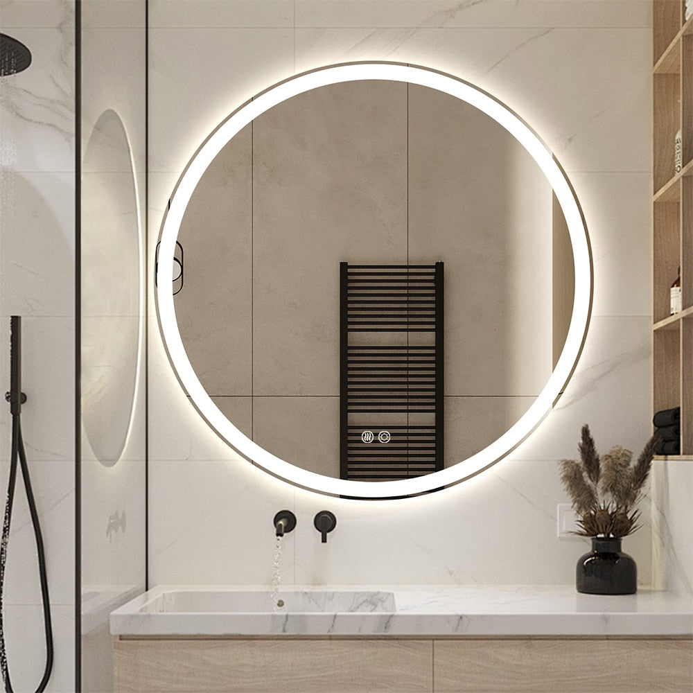 Round LED Mirror 80cm Frosted Defogger Dimmable 25mm Strip