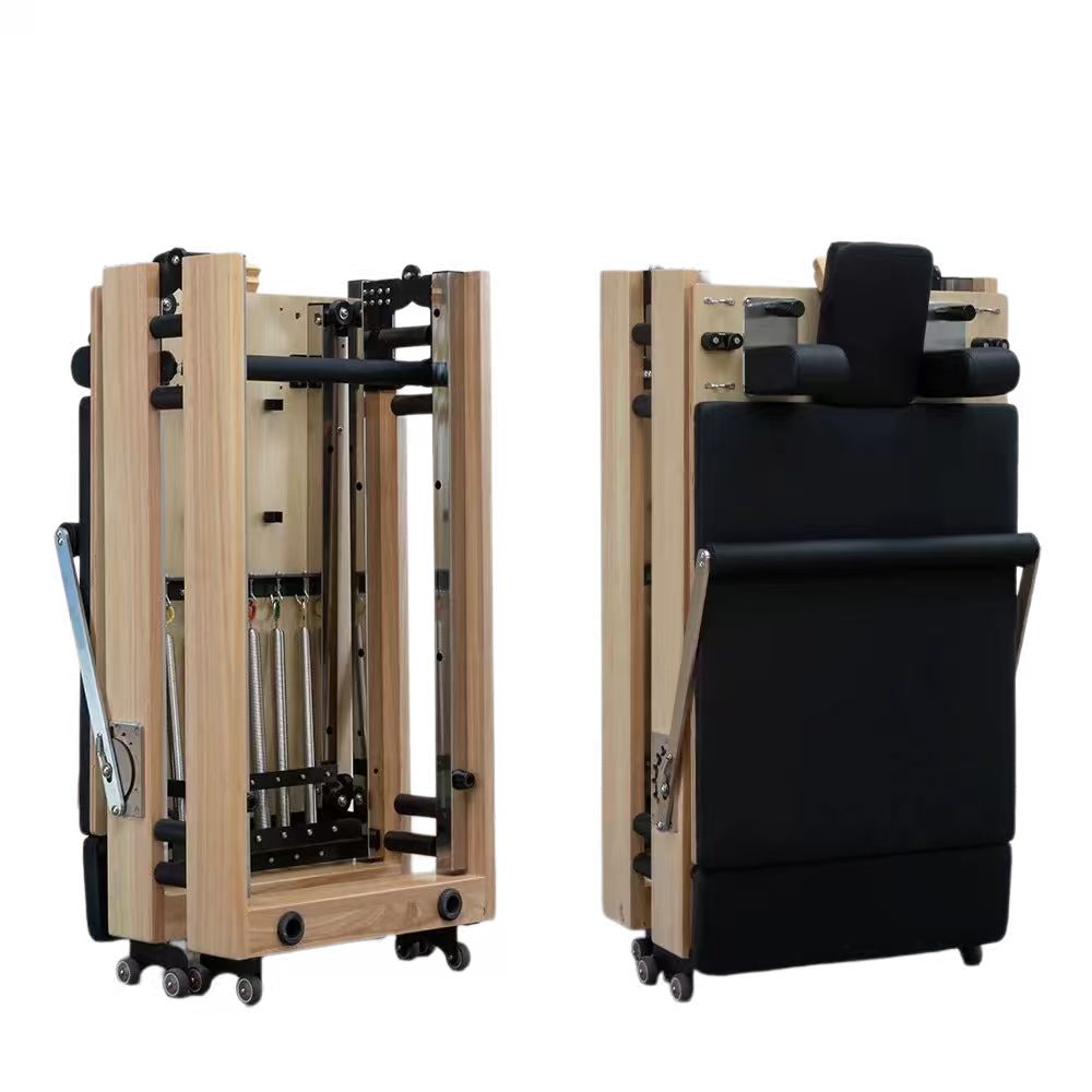 Formora Foldable Oak Wood Pilates Reformer - Home Studio Edition, 6-Spring with Jump Board