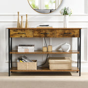 Console Table with 3 Drawers and Charging Station