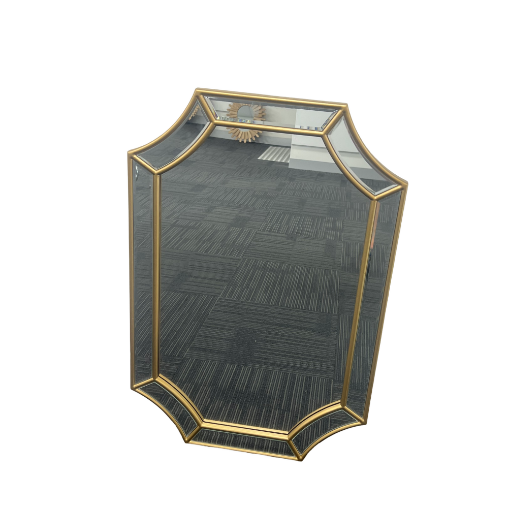 Besty Irregular Wall Mirror 60cm x 90cm Gold Solid Wood Decorative Accent