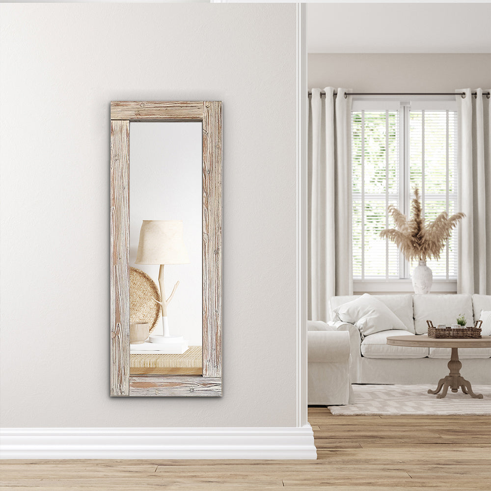 Rustic Wood Frame Full Length Mirror (White) - FLM26