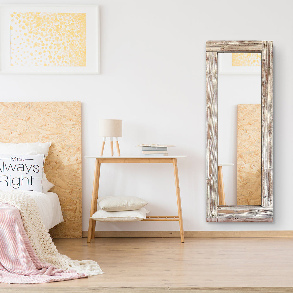 Rustic Wood Frame Full Length Mirror (White) - FLM26