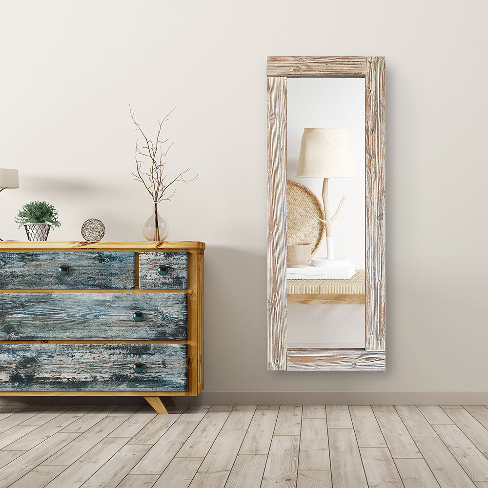 Rustic Wood Frame Full Length Mirror (White) - FLM26
