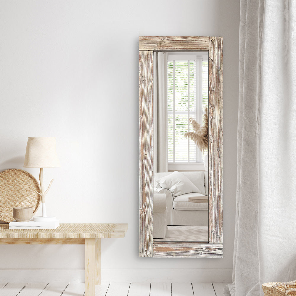 Rustic Wood Frame Full Length Mirror (White) - FLM26