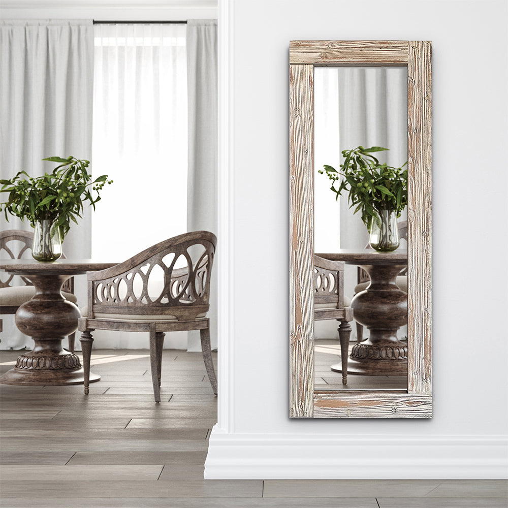 Rustic Wood Frame Mirror (White) - FLM26
