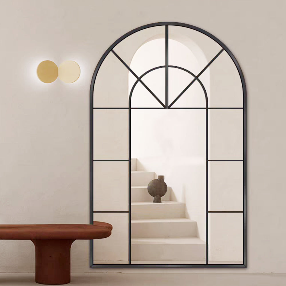 Black Arch Metal Wall Mirror - FLM40