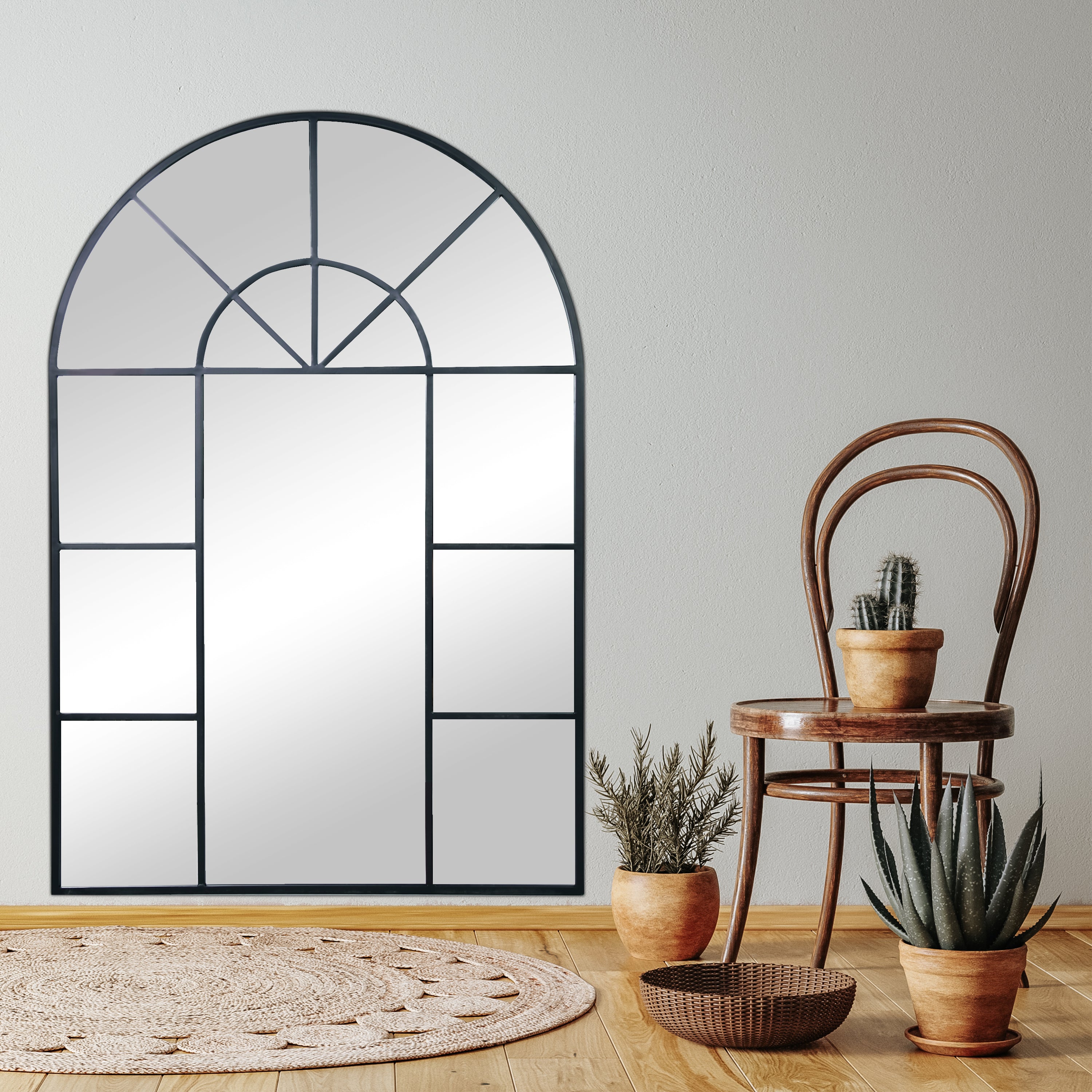 Black Arch Metal Wall Mirror - FLM40