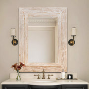 White Wash Wood Frame Wall Mirror - FLM46