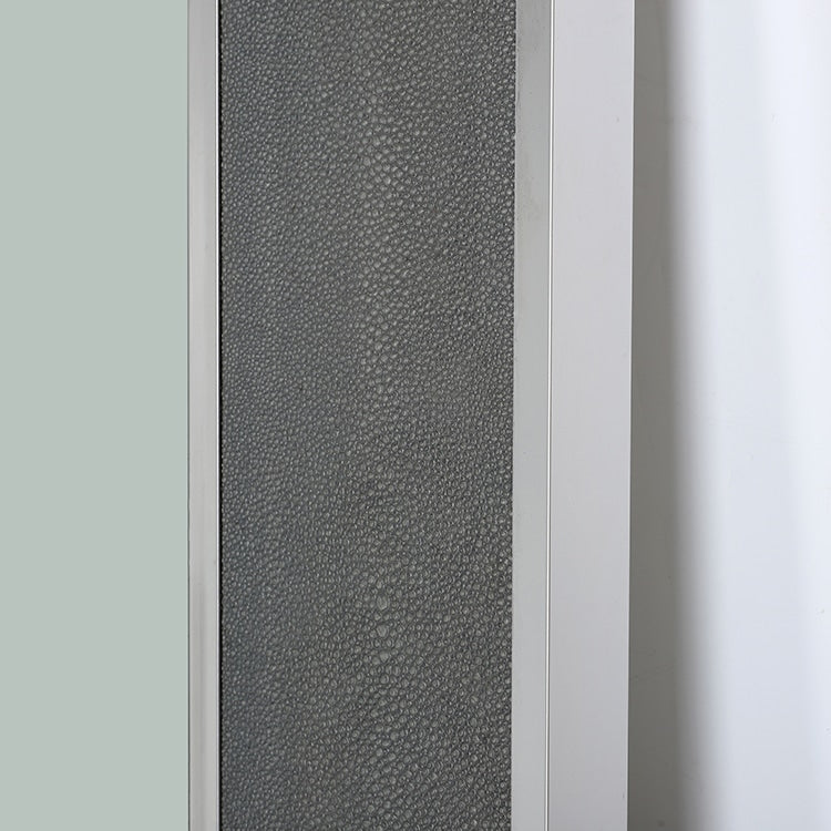 Full Length Stainless Steel Mirror with Grey Leather Frame  183cm x 89cm Wall Mounted Floor Standing