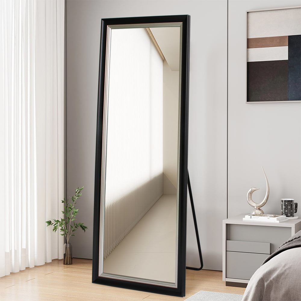 Rectangular Full Length Mirror 80cm x 180cm Black PS Frame Floor Standing Dressing Bedroom Mirror Modern Style