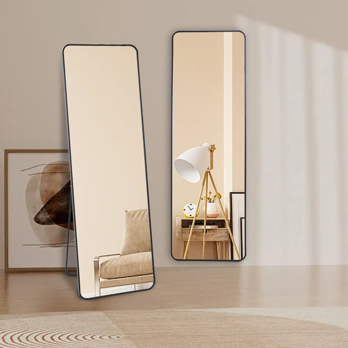 Crystal View Black Frame Full Length Mirror - FLM37