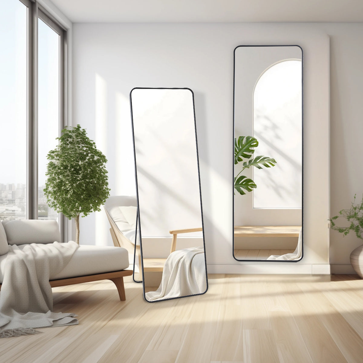Crystal View Black Frame Full Length Mirror - FLM37