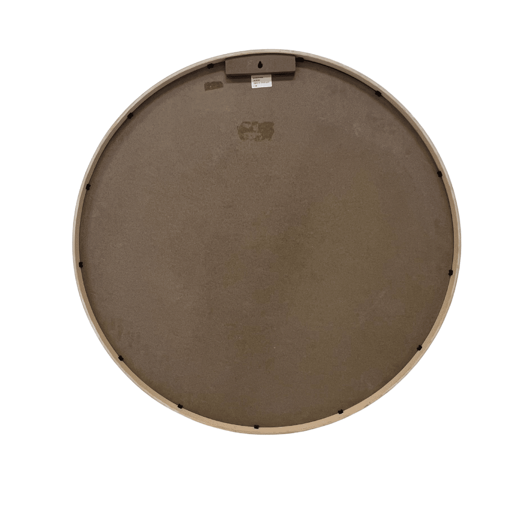 Round Solid Wood Wall Mirror 100cm Log Colour Frame Decorative  Living Room Accent