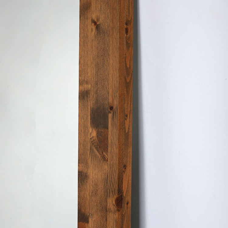 Nordic Full Length Rectangular Mirror 183cm x 91cm Yellow Brown Woodgrain Floor Mirror