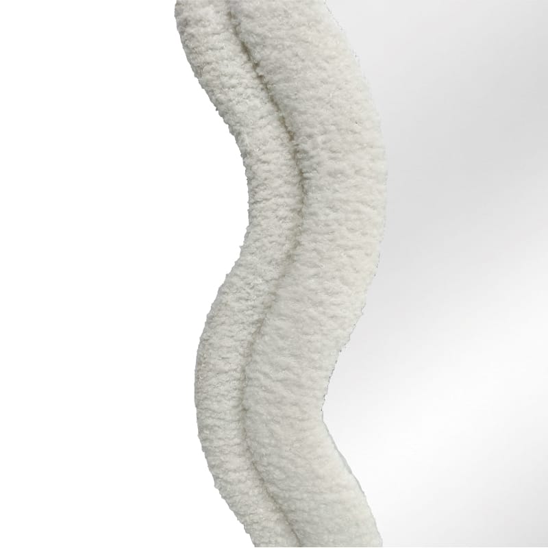 Modern Wavy Teddy Velvet Full Length Mirror 160cm x 60cm White Decorative Wall Mirror