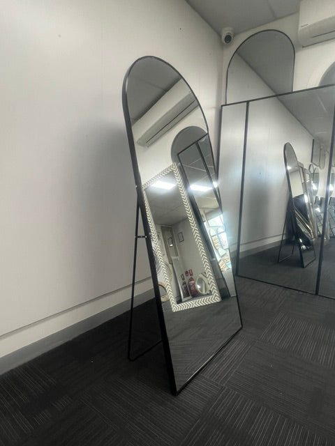 Black Arched Full Length Mirror 80cm x 180cm Minimalist Floor Mirror with Aluminium Frame