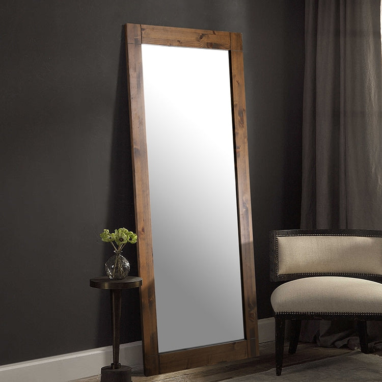 Nordic Full Length Rectangular Mirror 183cm x 91cm Yellow Brown Woodgrain Floor Mirror