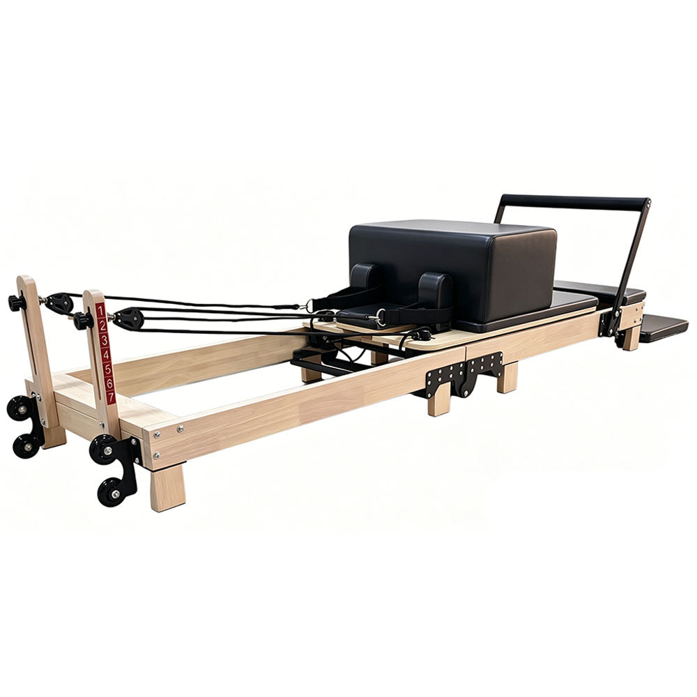 Formora Foldable Oak Wood Pilates Reformer - Home Studio Edition, 6-Spring with Jump Board