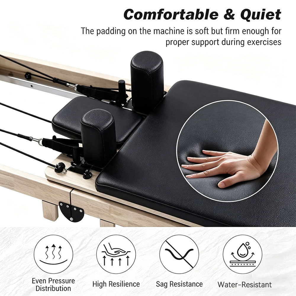 Formora Foldable Oak Wood Pilates Reformer - Home Studio Edition, 6-Spring with Jump Board