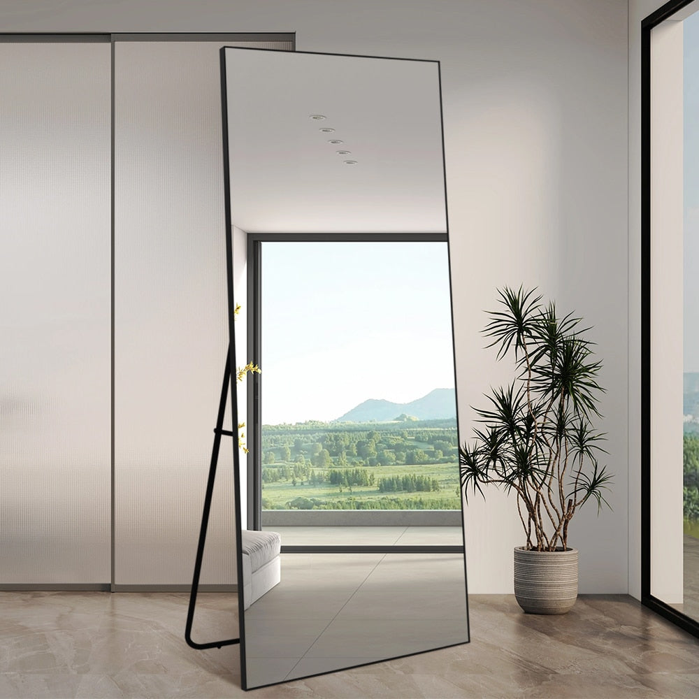 Rectangular Full Length Mirror 90cm x 190cm Black Large Modern Floor Mirror