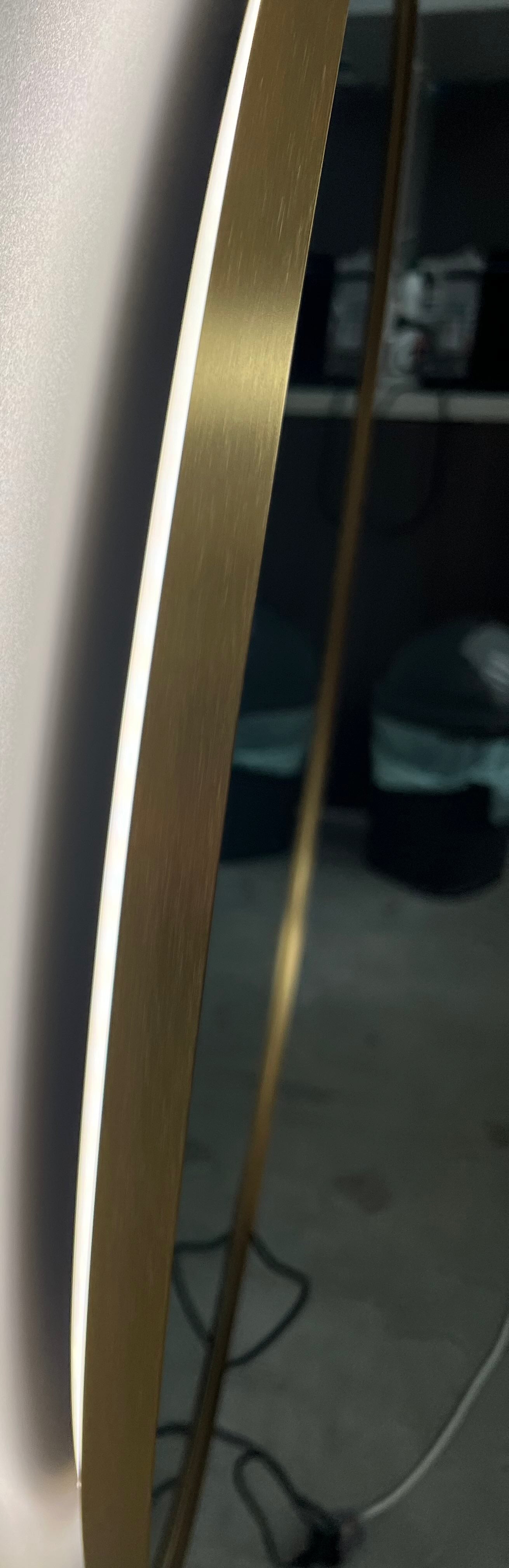 Round LED Mirror 90cm Gold Framed Backlit Defogger Dimmable