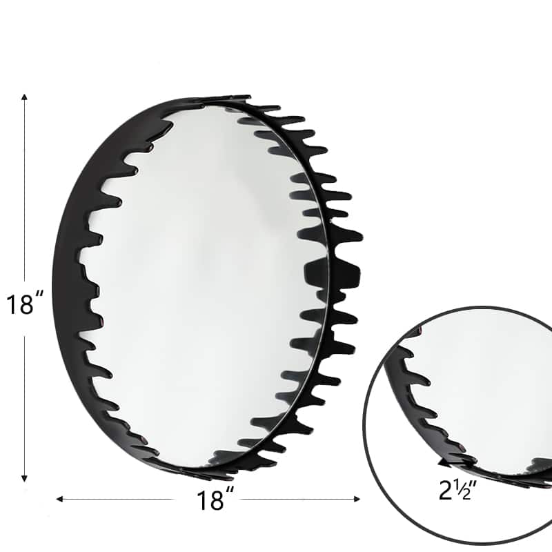Black Round Wall Mirror 46cm Amaz Ultra Decorative Iron Frame for Modern Interiors