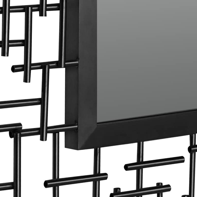 Luxury Iron Frame Rectangular Mirror 107cm x 81cm Black Modern Wall Décor